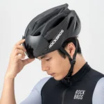 Rockbros Bike Helmet With Visor, Detachable Uv Protective Goggles, Unisex Black