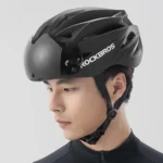 Rockbros Bike Helmet With Visor, Detachable Uv Protective Goggles, Unisex Black