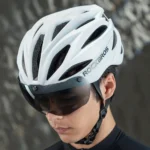 Rockbros Bike Helmet With Visor, Detachable Uv Protective Goggles, Unisex Black