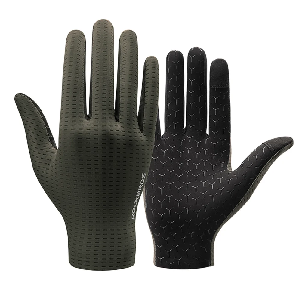 Rockbros Breathable Full Finger Cycling Gloves, Size: L Green