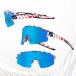 Rockbros Polarized Cycling Glasses With Uv Protection And Corrective Insert Blue Lenses Usa Pattern White