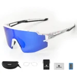 Rockbros Polarized Cycling Glasses With Uv Protection And Corrective Insert Blue Lenses White