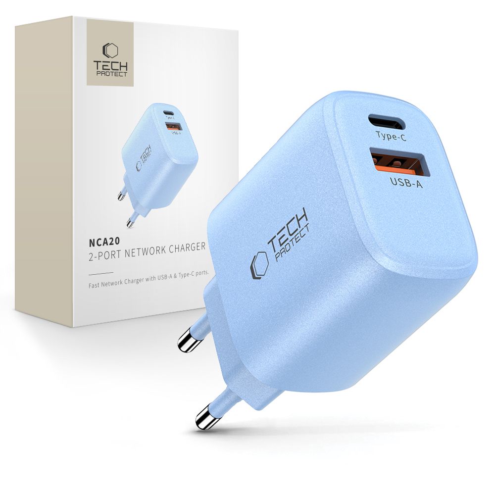 Tech-Protect Nca20 2-Port Network Charger Pd 20W / Qc3.0 Baby Blue