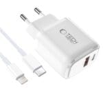 Tech-Protect Nca30 2-Port Network Charger Pd 30W / Qc3.0 + Lightning Cable White