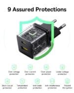 Baseus Palm Fast Charger USB-A + USB-C 30W Black