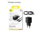 Baseus Palm Fast Charger USB-C 20W + Data Cable USB-C/USB-C 1m Black