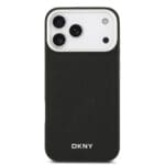 DKNY PU Leather Metal Logo Wrist Chain MagSafe Black Kryt iPhone 17 Pro Max