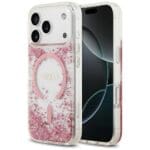 Guess Resin Bottom Glitter MagSafe Pink Kryt iPhone 17 Pro