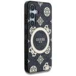 Guess 4G Background Gold Electroplated Peony Pattern MagSafe Black Kryt Samsung Galaxy S25