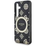 Guess 4G Background Gold Electroplated Peony Pattern MagSafe Black Kryt Samsung Galaxy S25