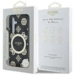 Guess 4G Background Gold Electroplated Peony Pattern MagSafe Black Kryt Samsung Galaxy S25