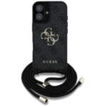 Guess 4G Big Logo Cord Stap Crossbody Black Kryt iPhone 16 Plus