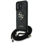 Guess 4G Big Logo Cord Stap Crossbody Black Kryt iPhone 16 Plus