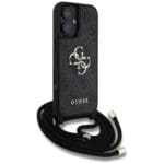 Guess 4G Big Logo Cord Stap Crossbody Black Kryt iPhone 16 Plus