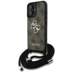 Guess 4G Big Logo Cord Stap Crossbody Brown Kryt iPhone 16 Plus