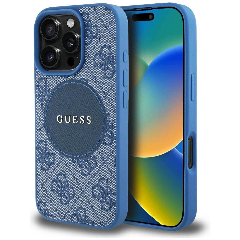 Guess 4G Circle Classic Logo MagSafe Blue Kryt iPhone 16 Pro