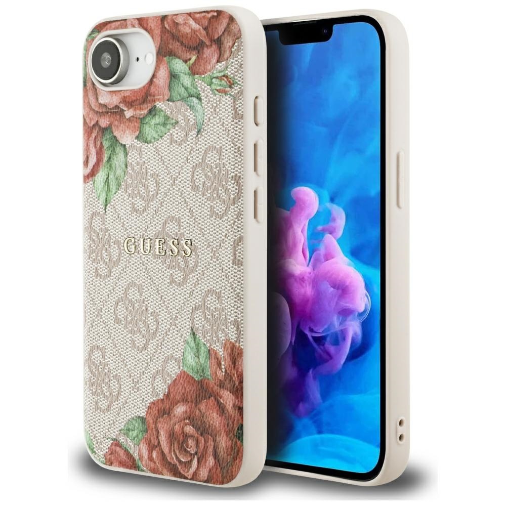 Guess 4G Flowers Print MagSafe Pink Kryt iPhone 16e