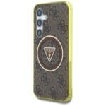 Guess 4G Glitter Triangle Buttons MagSafe Brown Kryt Samsung Galaxy S25