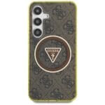 Guess 4G Glitter Triangle Buttons MagSafe Brown Kryt Samsung Galaxy S25