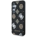 Guess 4G Printed Colored Peony Pattern MagSafe Black Kryt Samsung Galaxy S25