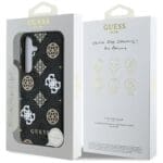 Guess 4G Printed Colored Peony Pattern MagSafe Black Kryt Samsung Galaxy S25
