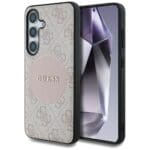 Guess 4G Round Patch Classic Logo MagSafe Plus Pink Kryt Samsung Galaxy S25
