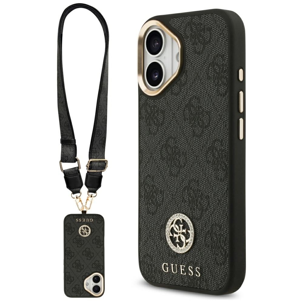 Guess 4G Strass Logo & Big Strap Metal Buttons MagSafe Black Kryt iPhone 17