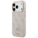 Guess 4G Strass Logo & Big Strap Metal Buttons MagSafe Pink Kryt iPhone 17 Pro