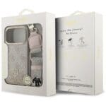 Guess 4G Strass Logo & Big Strap Metal Buttons MagSafe Pink Kryt iPhone 17 Pro