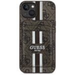 Guess 4G Stripes with Wallet MagSafe Brown Kryt iPhone 15