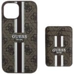 Guess 4G Stripes with Wallet MagSafe Brown Kryt iPhone 15