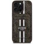 Guess 4G Stripes with Wallet MagSafe Brown Kryt iPhone 16 Pro Max