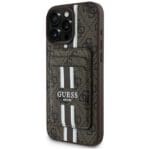 Guess 4G Stripes with Wallet MagSafe Brown Kryt iPhone 16 Pro Max