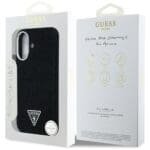 Guess Denim Triangle Logo MagSafe Black Kryt iPhone 16