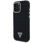 Guess Denim Triangle Logo MagSafe Black Kryt iPhone 16 Pro Max