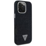 Guess Denim Triangle Logo MagSafe Black Kryt iPhone 16 Pro Max