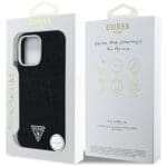 Guess Denim Triangle Logo MagSafe Black Kryt iPhone 16 Pro Max