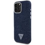 Guess Denim Triangle Logo MagSafe Blue Kryt iPhone 16 Pro
