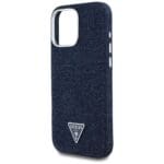 Guess Denim Triangle Logo MagSafe Blue Kryt iPhone 16 Pro