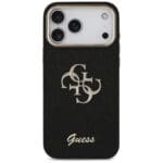 Guess Fixed Glitter Big 4G Metal Frame Black Kryt iPhone 17 Pro Max