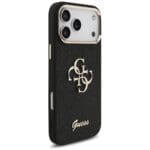 Guess Fixed Glitter Big 4G Metal Frame Black Kryt iPhone 17 Pro Max