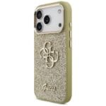 Guess Fixed Glitter Big 4G Metal Frame Gold Kryt iPhone 17 Pro