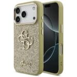 Guess Fixed Glitter Big 4G Metal Frame Gold Kryt iPhone 17 Pro
