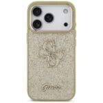 Guess Fixed Glitter Big 4G Metal Frame Gold Kryt iPhone 17 Pro