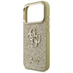 Guess Fixed Glitter Big 4G Metal Frame Gold Kryt iPhone 17 Pro