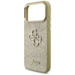 Guess Fixed Glitter Big 4G Metal Frame Gold Kryt iPhone 17 Pro Max