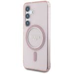 Guess Glitter Circle Classic Logo MagSafe Pink Kryt Samsung Galaxy S25