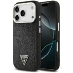 Guess Glitter Triangle Logo MagSafe Black Kryt iPhone 17 Pro