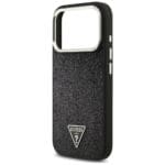 Guess Glitter Triangle Logo MagSafe Black Kryt iPhone 17 Pro