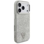 Guess Glitter Triangle Logo MagSafe Silver Kryt iPhone 17 Pro